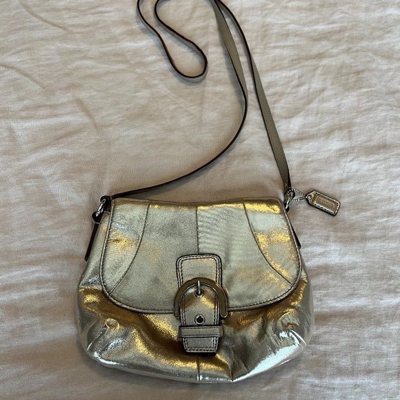 Coach Gold Metallic Crossbody Purse - Picture 1 of 4